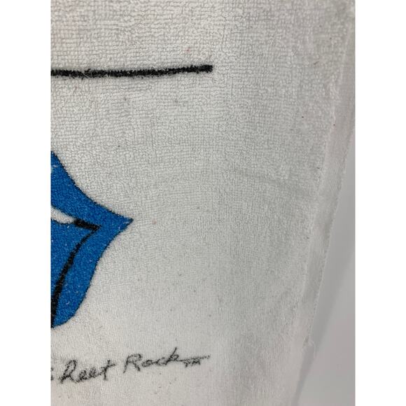 Vintage The Rolling Stones Beach Towel Red Blue Graphic Print *AS IS FLAWS - Picture 3 of 8